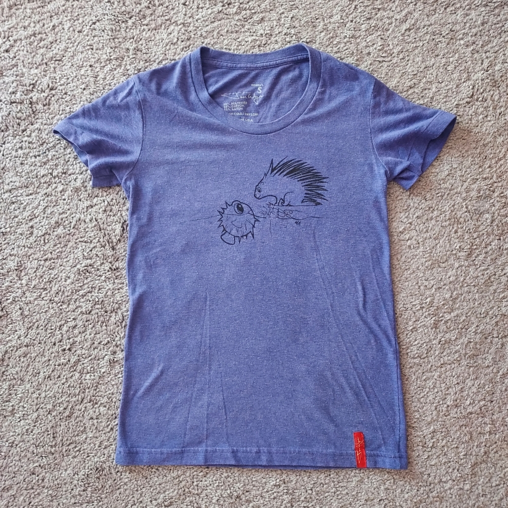 Independent Artist Design Pufferfish and Porcupine Friends Graphic Tee Small